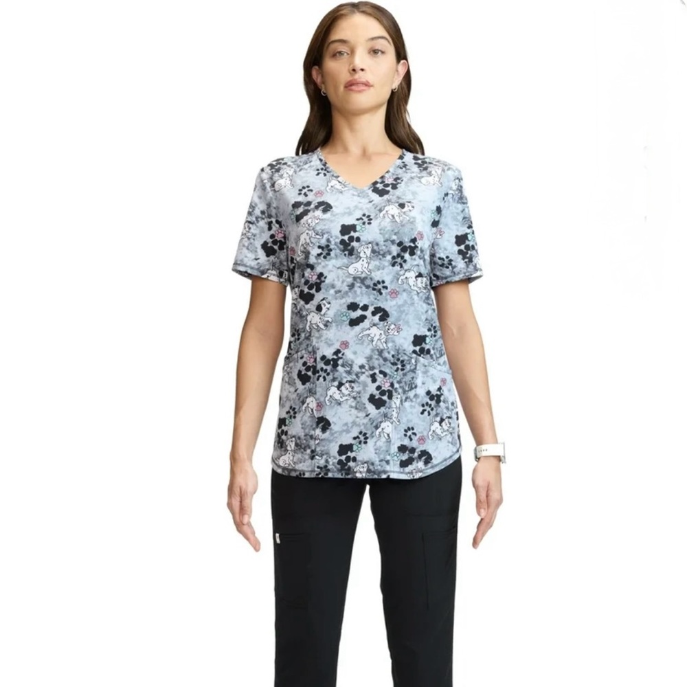 Disney 101 Dalmatians Print V-Neck Scrub Top 2XL